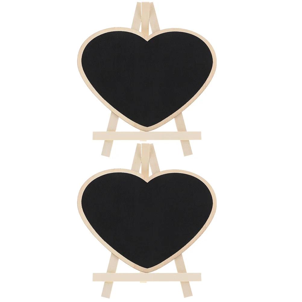 2 Pcs Vertical Blackboard Pub Chalkboard Small Signs with Stand Mini Desk Memo Wooden Wedding