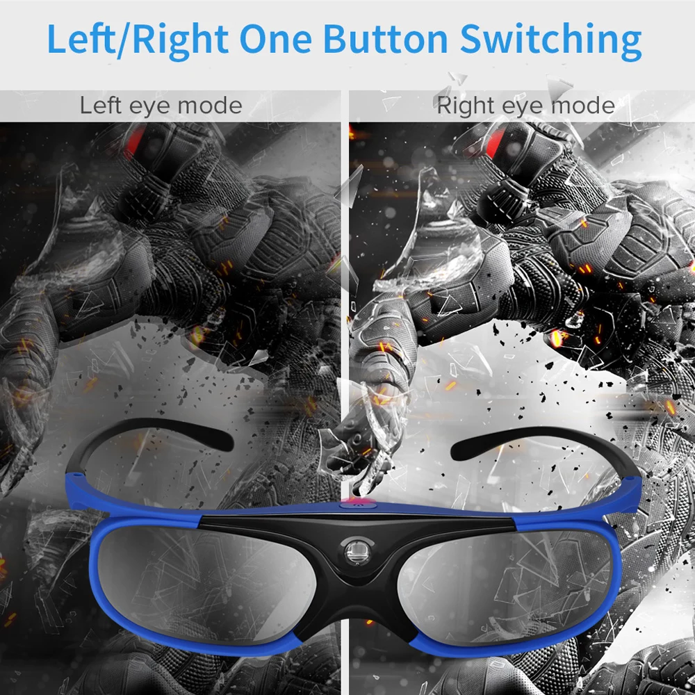 Universelle DLP-Link 3D-Brille USB-Aufladbare Aktive Shutter-Brille für Xgimi Optoma LG Acer Jmgo BenQ DLP LINK Projektoren – Detail 5