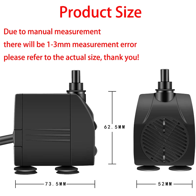 Bomba sumergible de Motor ajustable para acuario, fuente de circulación de rocalla, Ultra silenciosa, enchufe europeo, AC 220V, 12W, 800l/H ABS