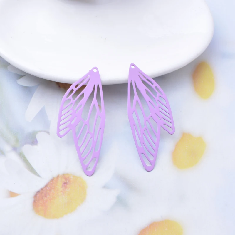 30pcs AB7533 50*21mm Colorful Angel wings Gold color Charms  Pendant Diy Jelwery Making