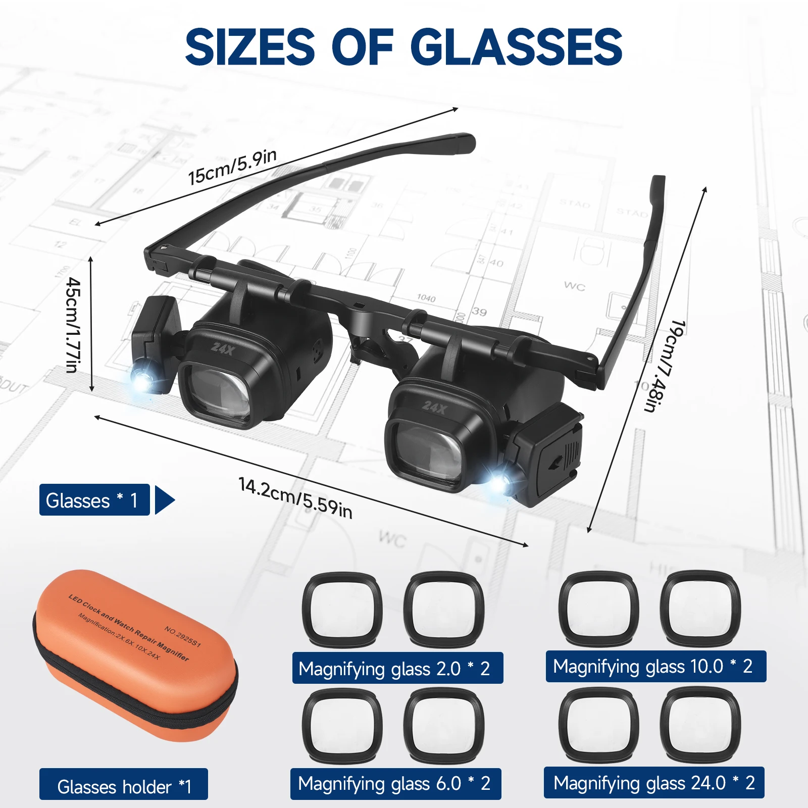 New Head Wear Glasses Reading Glasses LED Presbyopic Glasses Reading Newspaper Lighting Magnifying Glasses 4 Multiples