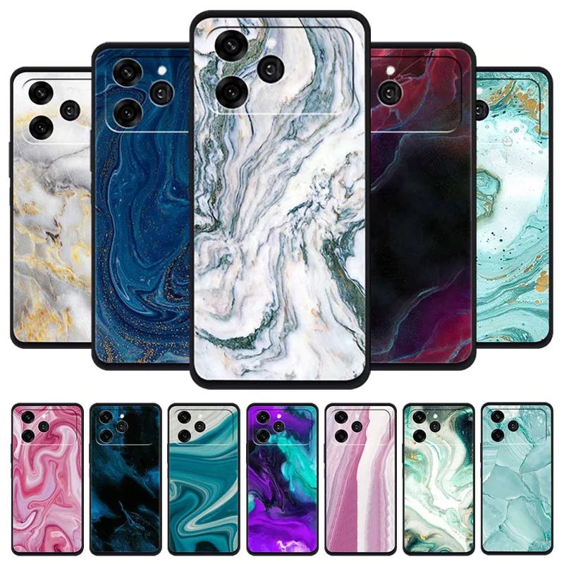 Funda de Silicona TPU con Diseño de Mármol para Tecno Spark 40 4G, Carcasa Protectora Colorida con Efecto Mica para Tecno Spark 40 4G