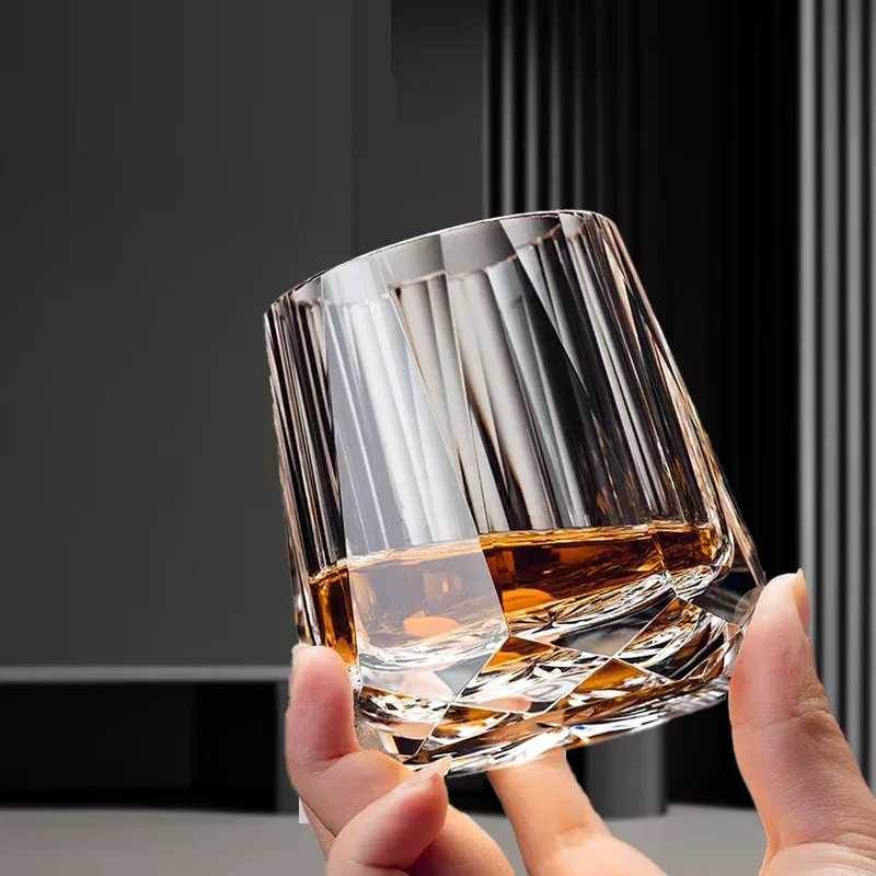Zeus' Eternal Stone K9 Crystal Cup Upscale Classical Whiskey Glass Diamond Cut Brandy Liquor Wine Snifter Best Gift For Dad Boss