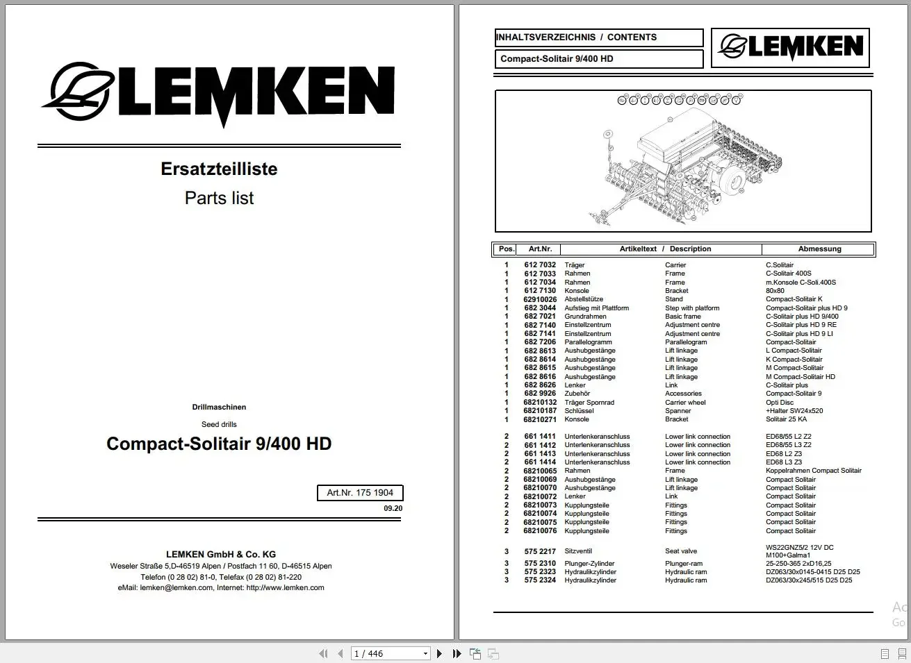 Lemken Agricultural 8.14 GB PDF Part List Update 2022