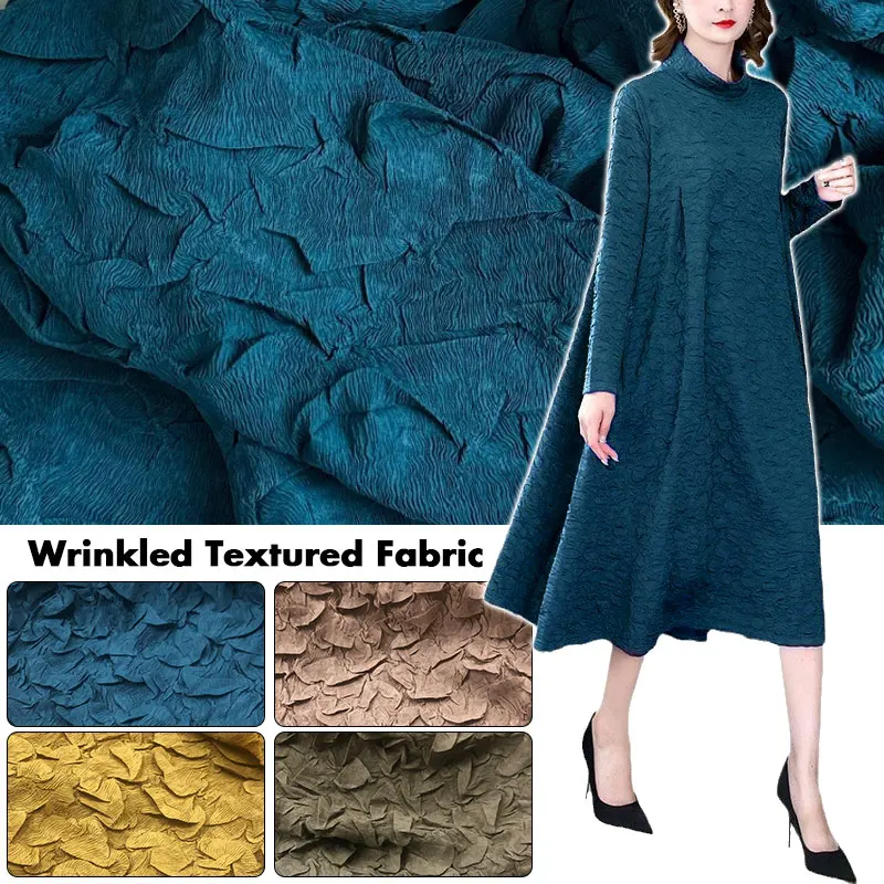 Irregular Pleated Fabric Concave and Convex Texture Fashion Fabric DIY Sewing Temperament Dress Skirt Soft Skin-Friendly Fabric