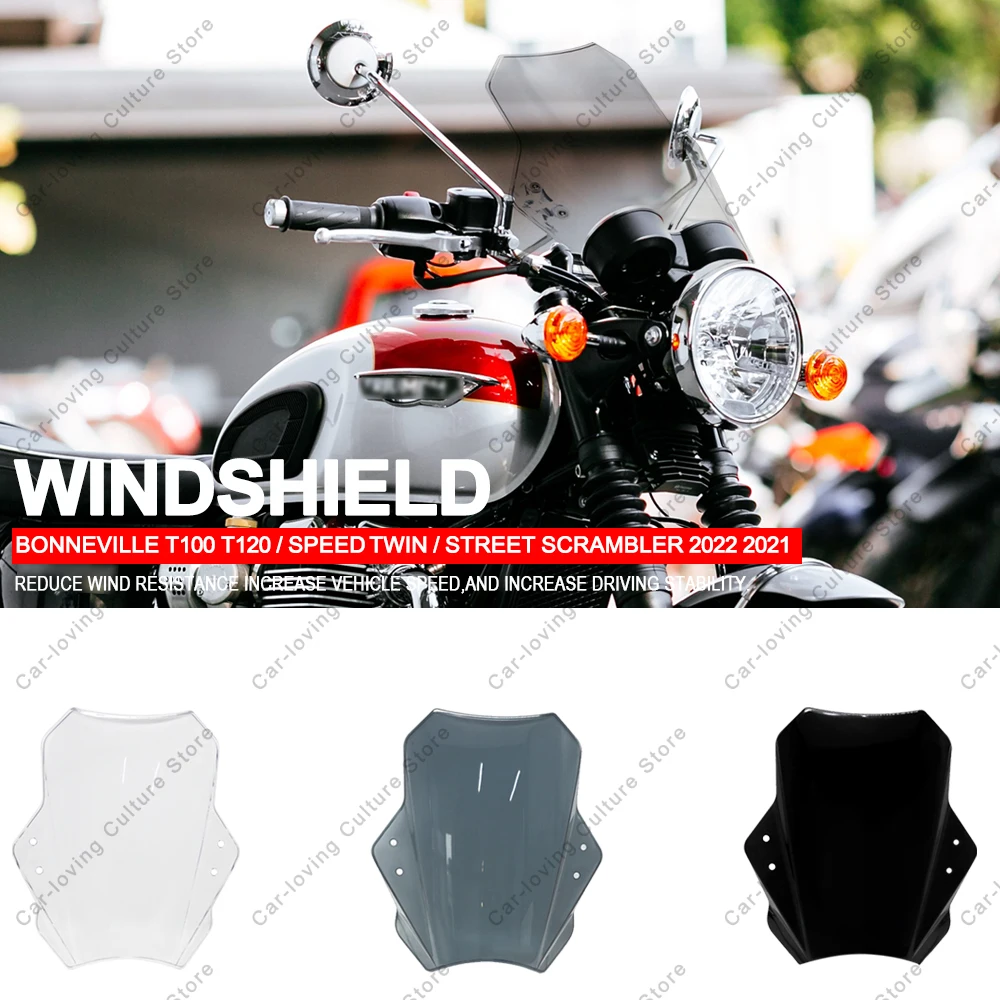 Motorcycle Windscreen Windshield Universal Adjustable Windshield For Bonneville T100 T120 / Speed ​​Twin / Street Scrambler 2022