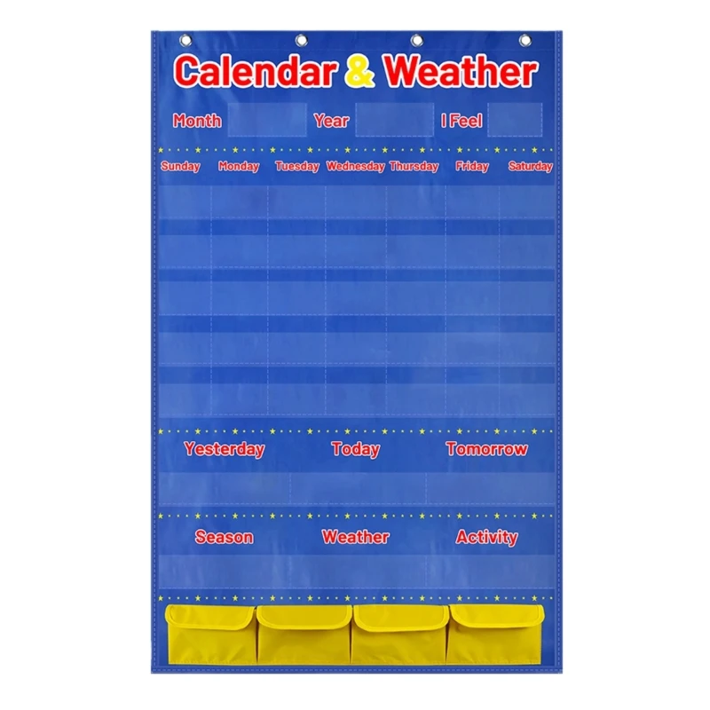 2023 New Calendar Weather Pocket Chart Classroom Monthly Calendar with 114 Cards for Kid