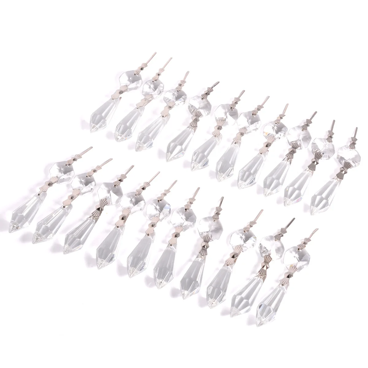 20pcs Crystal Icicle Pendant Chandelier Prisms Drops Lamp Candle Holders Curtain DIY Parts