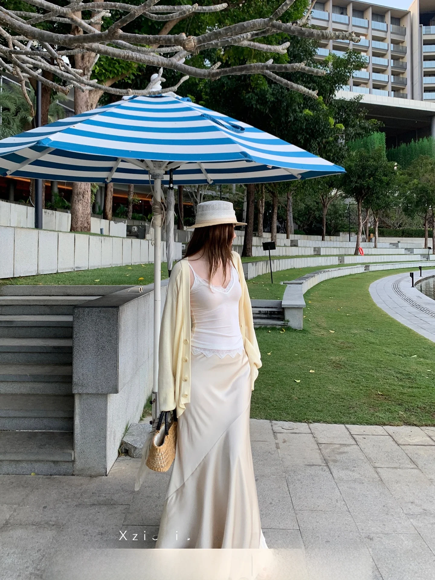 

Женская длинная юбка Xzichic Aosphere Sensation ROW Series Wind Sla Trim из атласного шифона, новая коллекция Весна-Лето