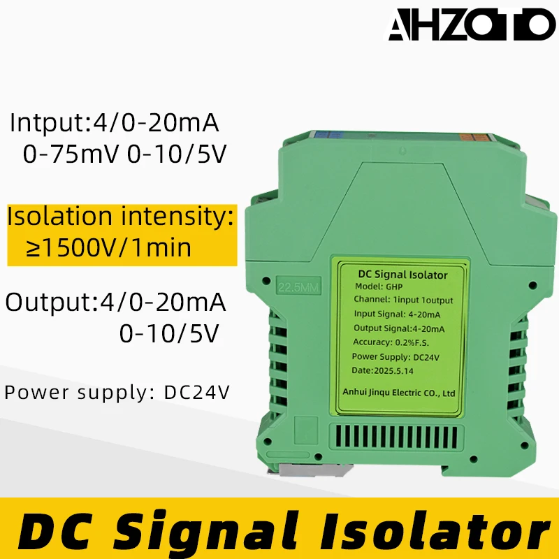 DC Signal Isolator 4-20ma to 0-10V 0-5V 0-10V Analog Signal Isolator 1 In 1 Out 1 In 2 Out DC24V Analog Signal Isolator