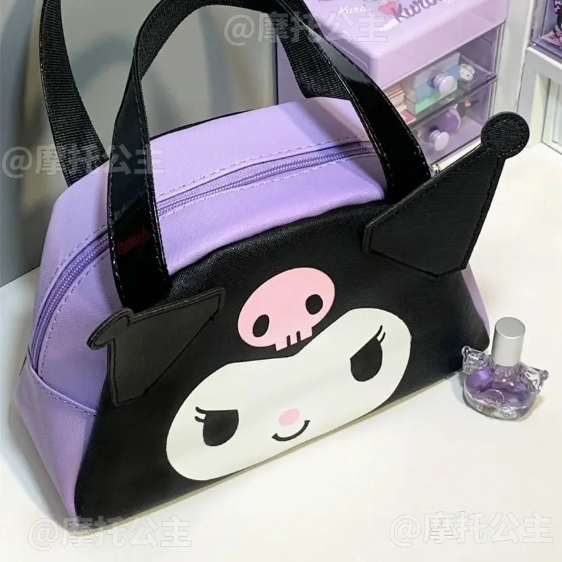 Kuromi Anime Kawaii Sanrio الأطفال سعة كبيرة حقيبة التخزين المحمولة لطيف الكرتون مقاوم للماء حقيبة يد هدايا للأطفال