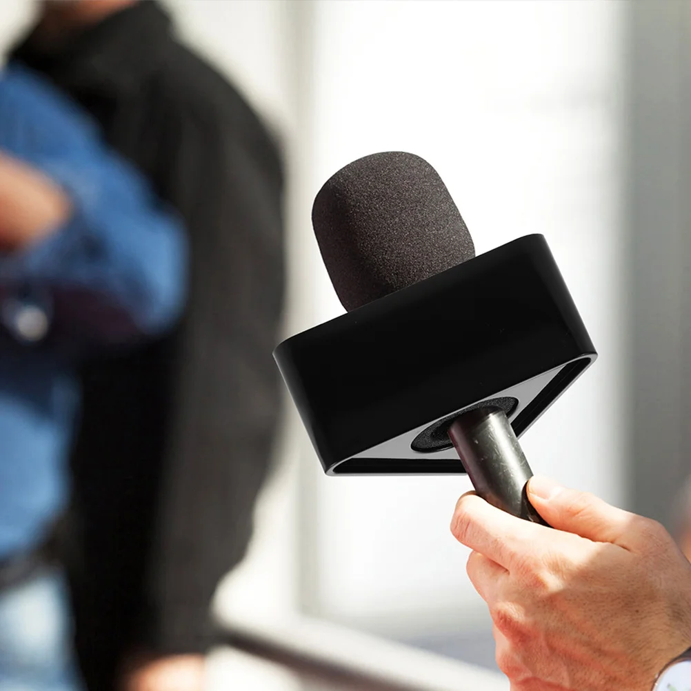 

3Pcs Microphone Logo Flag Station Mic Logo Flag Plastic Versatile Interview Recording Professional Microphone Accessory Supplies