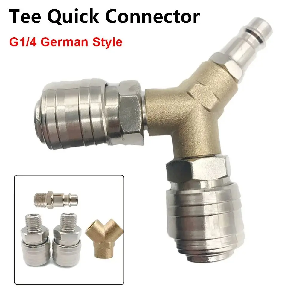 

1Pcs Durable Iron-plated Nickel Tee Quick Connector G1/4 German Style Pneumatic Quick Joint 3 Ways Y Type Air Splitter