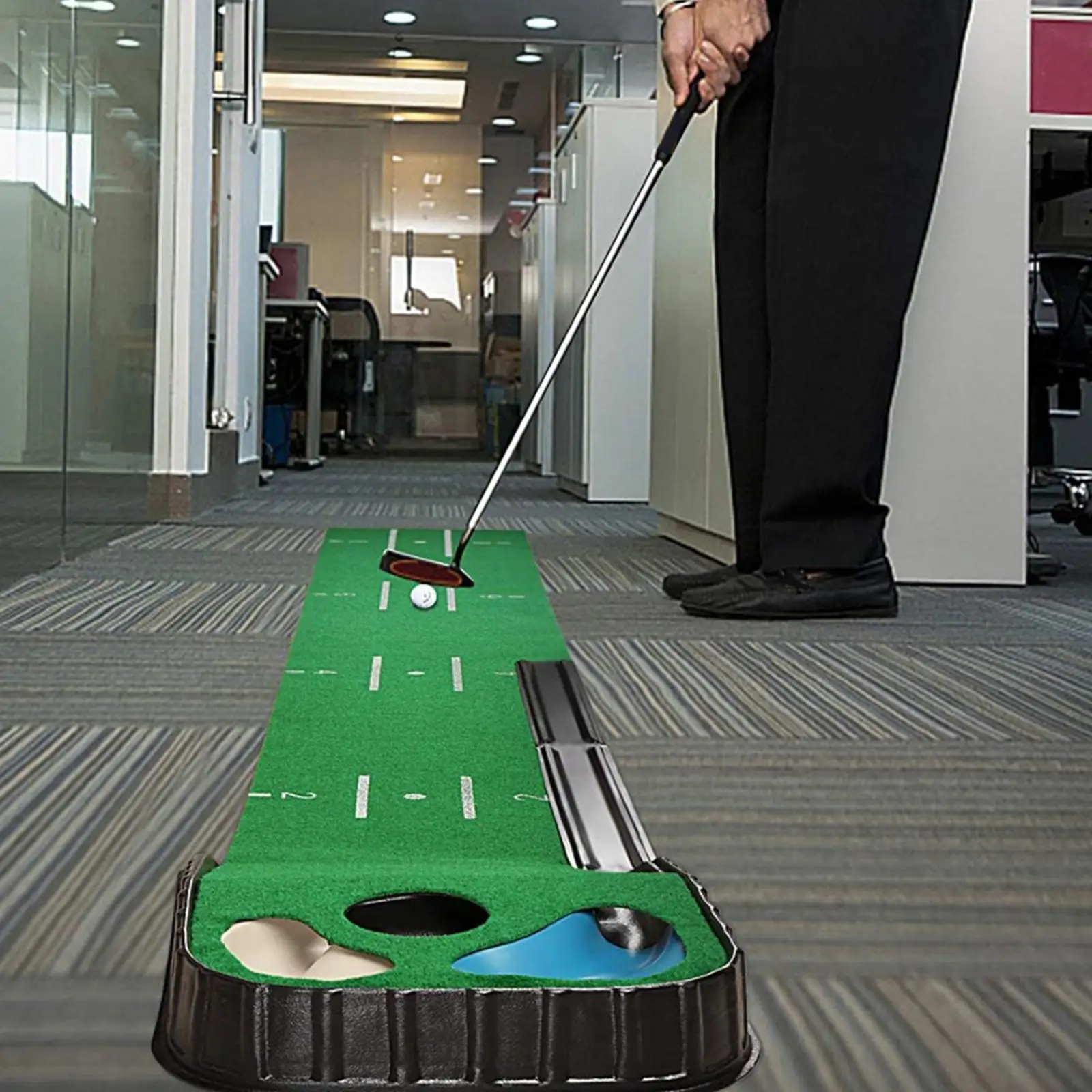 Golf Putting Mat Putting Exerciser Portable Golf Training Mat Golf Hitting Mat for Home Office Golf Accessories