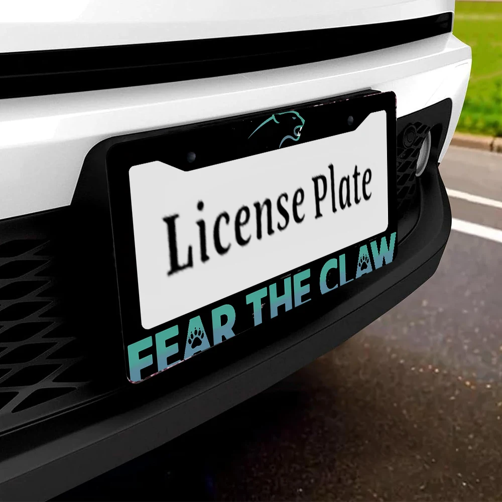 1 قطعة إطار لوحة ترخيص بفتحتين من الألومنيوم الأسود مع نمط النمر، 6 × 12 بوصة، يتضمن طقم مسامير ربط، ديكور سيارة مبتكر قديم