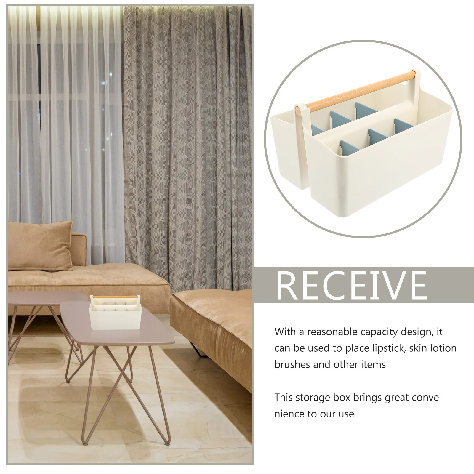 

Portable Storage Box Holder Desktop Organizer Home Makeup Brush Storage Case Multifunctional Sundries Container