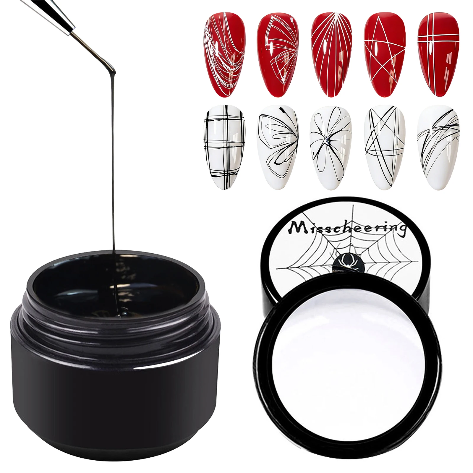 2pcs Spider Gel Wire Drawing Gel Line Elastic Drawing Spider Gel for Nail Art Soak Off LED Drawing Gel Nail Art Design Gel Pain
