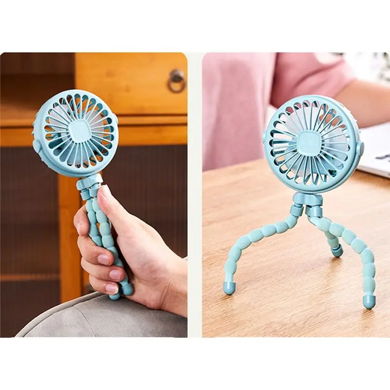 B51CNEW! Portable USB Rechargeable Silent Mini Fan 3 Speed Adjustable With Lighting Function For Car Seat Stroller