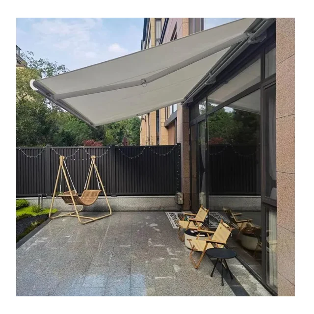 Heavy-Duty 5m Motorized Retractable Aluminum Alloy Frame Garden Awnings Anti-UV Remote Control Outdoor Patio Polyester Windproof