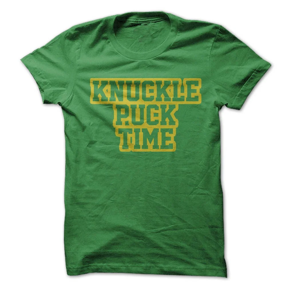 Knuckle Puck Time T Shirt Design Green with Gold Print