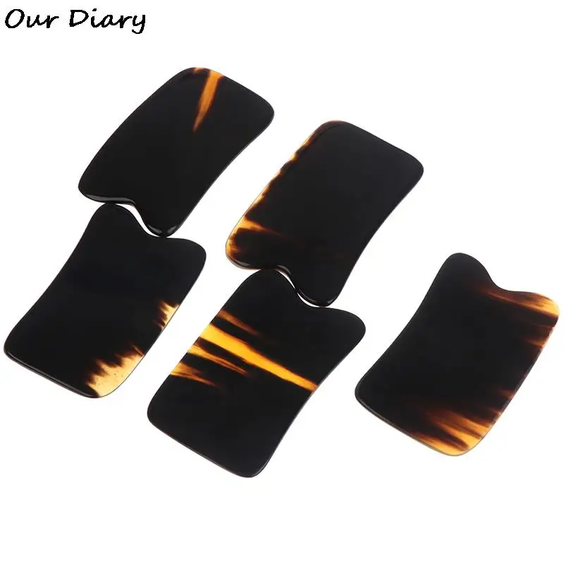 New New 1pc Natural Horn Guasha Board Scraping Plate Massage Tool SPA Acupuncture Gouache Scraper Body Massager Health Care Tool