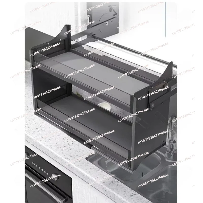 Suitable for Drop-down Kitchen Storage Rack - Aluminum Alloy Damping Lifting Basket for Wall Cupboard Seasoning Organizer