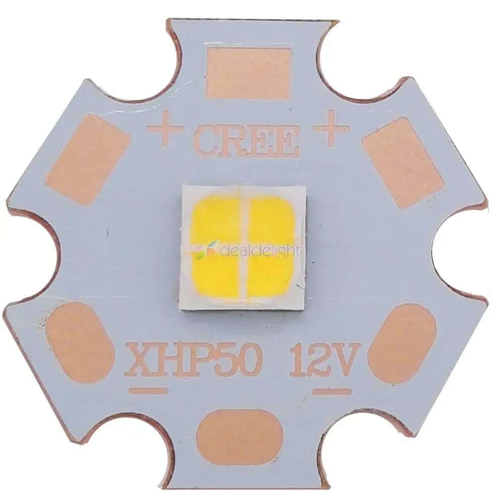 XHP50 6V or 12V 6500K Cool White, 5000K Neutral White, 3000K Warm White XHP 50 High Power LED Emitter 16mm 20mm Copper PCB