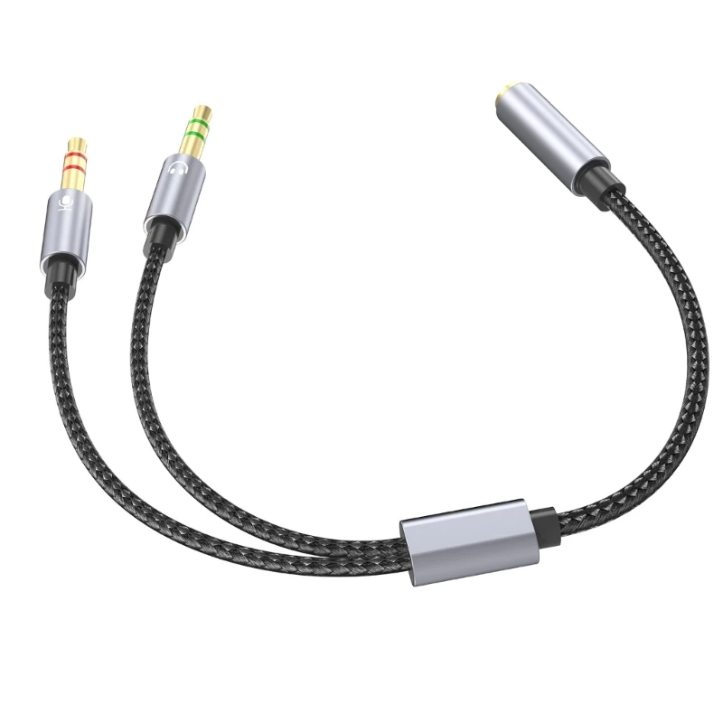 Headphone Sound Microphones Splitter Cable With 3.5mm Braided Cable for Headphone Use