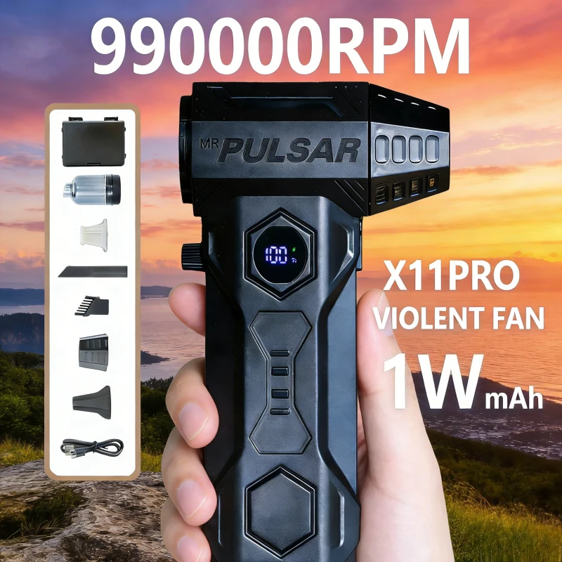 

X11Pro Mini Turbo Jet Blower | Бесщеточный двигатель 990000 об/мин, 10000 мАч | Набор для чистки автомобиля с пылесосом