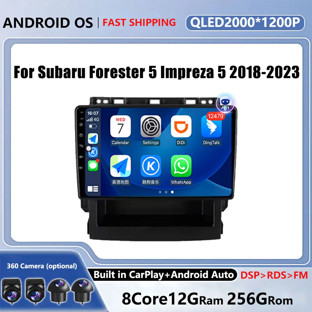 

Android 14 For Subaru Forester 5 Impreza 5 2018-2023 Car Multimedia Player Head Unit Stereo GPS Navigation BT WIFI 4G 2 din DVD