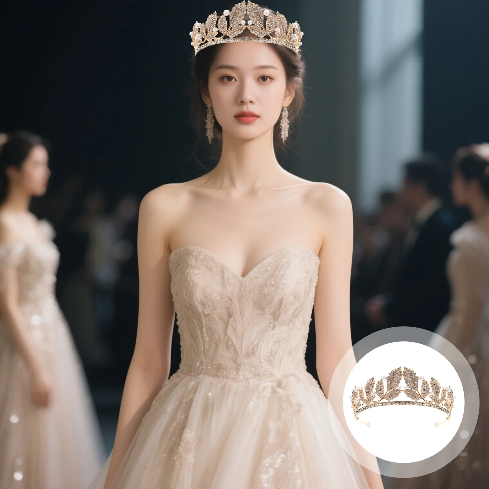 

Bridal Pearl Crown Hair Accessories Birthday Party Tiara Wedding Prom Girls Accessory Alloy Bride Headdress for Women