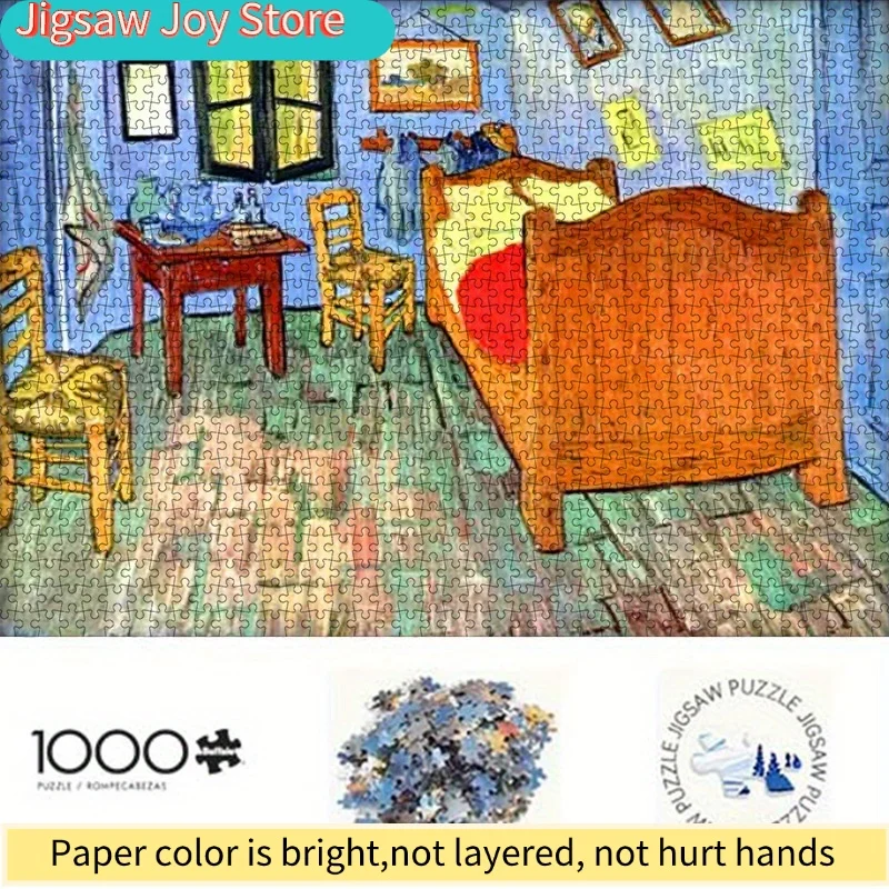 Van Gogh'S Bedroom Masterpiece Jigsaw Puzzle - High-Quality White Cardboard, Colorful & Artistic Design, Ideal for Family Int