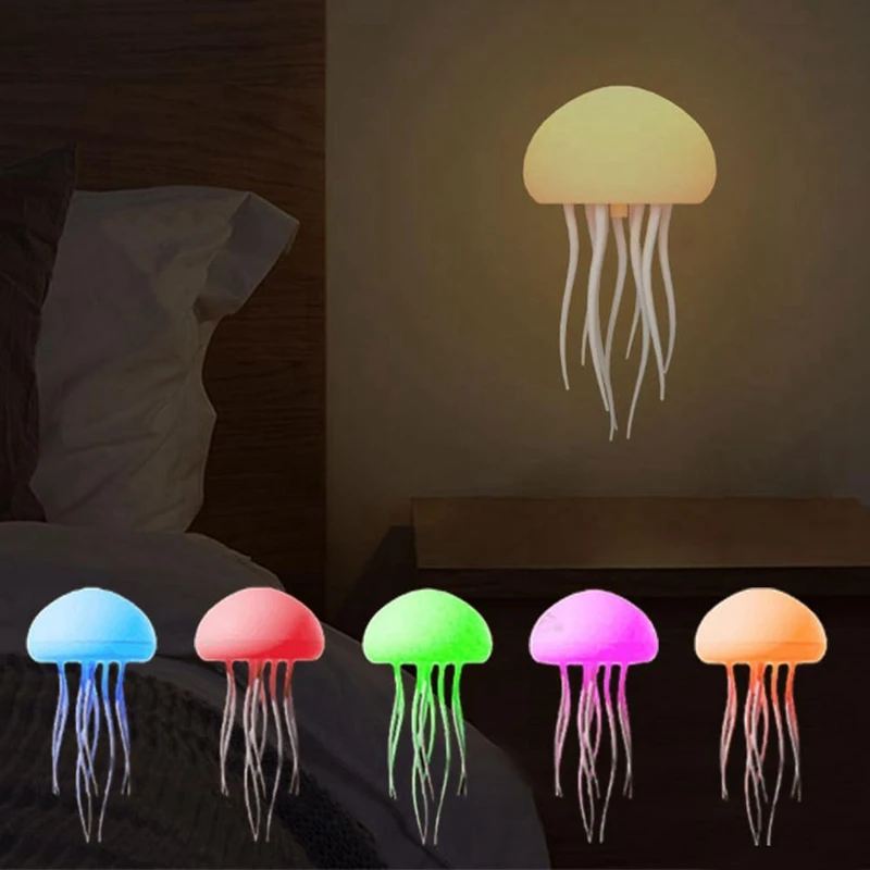 Jellyfish Table Lamp, Voice Control Jellyfish Lamp With Dancing Legs, RGB Gradient Jellyfish Bedside Lamp Rechargeable