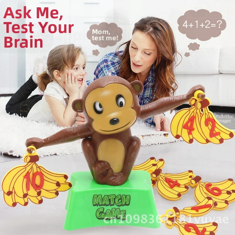 Aides pédagogiques en mathématiques pour enfants, jeu de société d'équilibre de singe banane, ajout et soustraction des nombres, jouet intellectuel pour l'éducation précoce