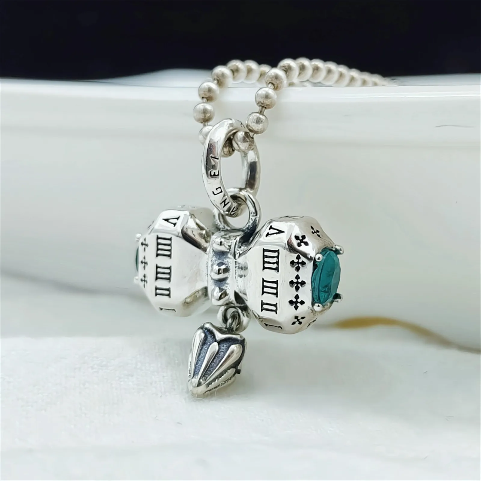 

Sterling 925 Silver Dojre Vajra Cross Shape Pendant Necklace with Roman Numerals for Men and Women Fashion Jewelry