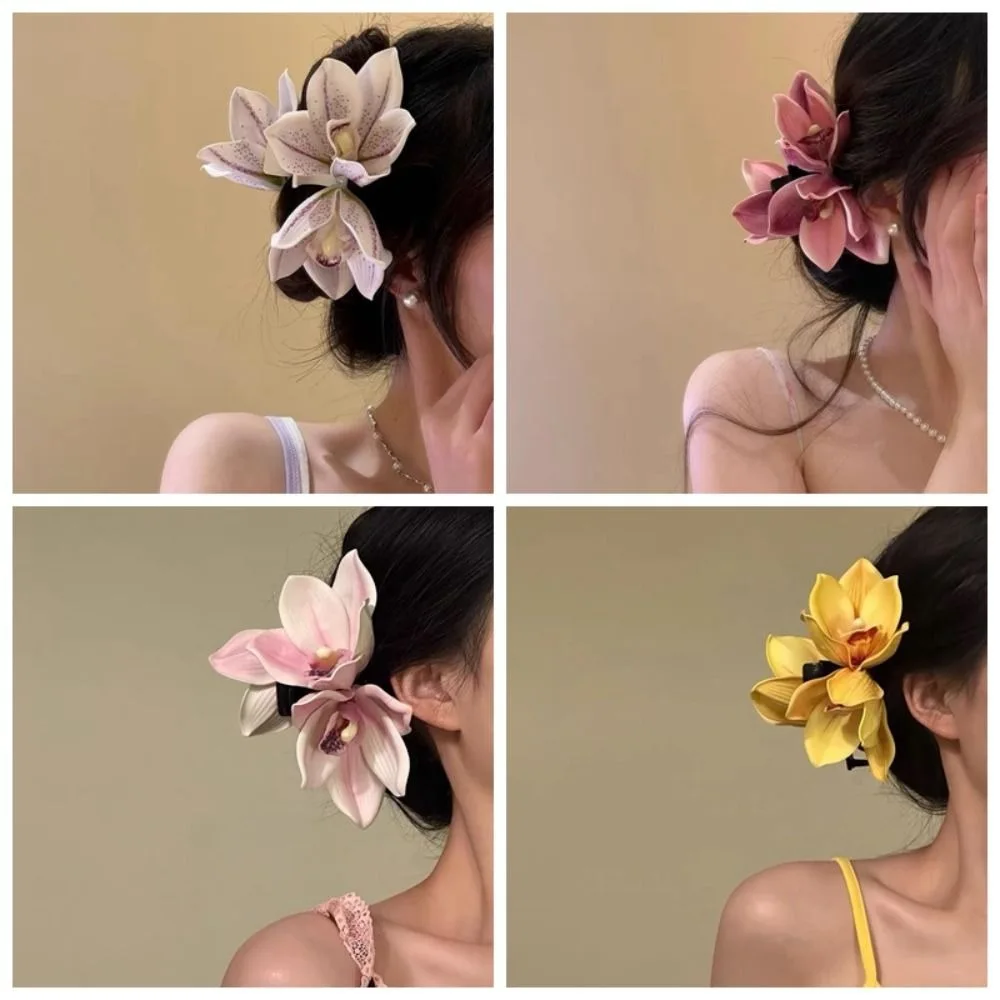 

Fashion Large Orchid Hair Clip Seaside Holiday Style Headwear Flower Hairpin Hair Accessories Frangipani Claw Clip Girls
