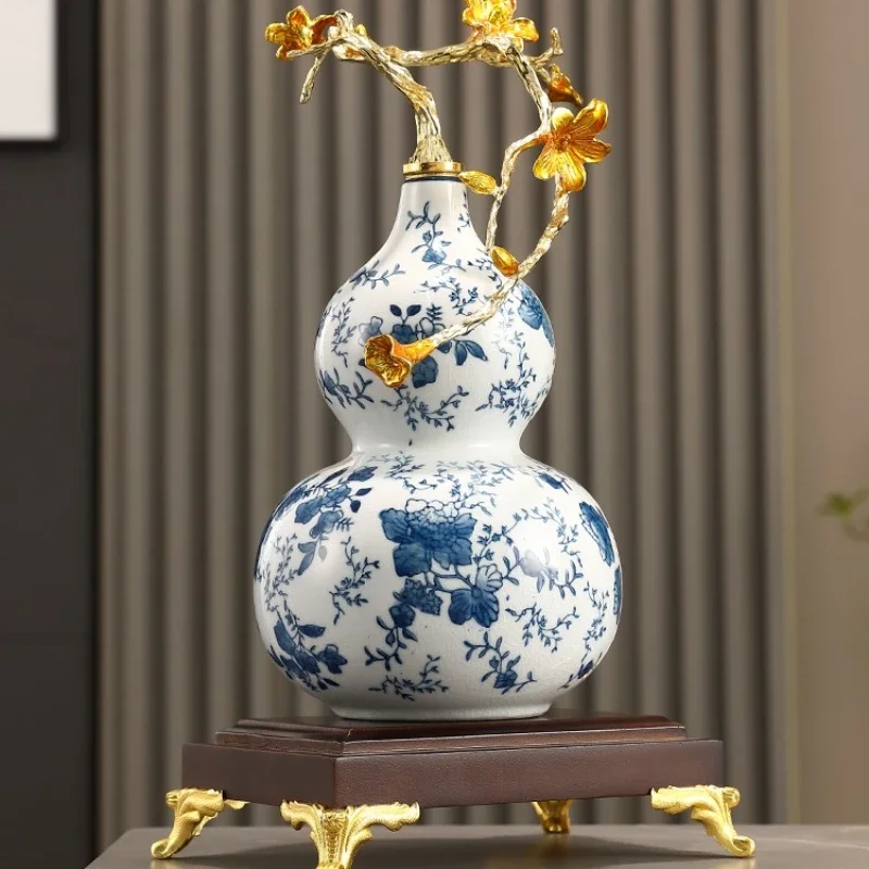 

Enamel color gourd ornament, advanced sense, living room wine cabinet, Jucai Nafu ceramic handicrafts, new Chinese desktop