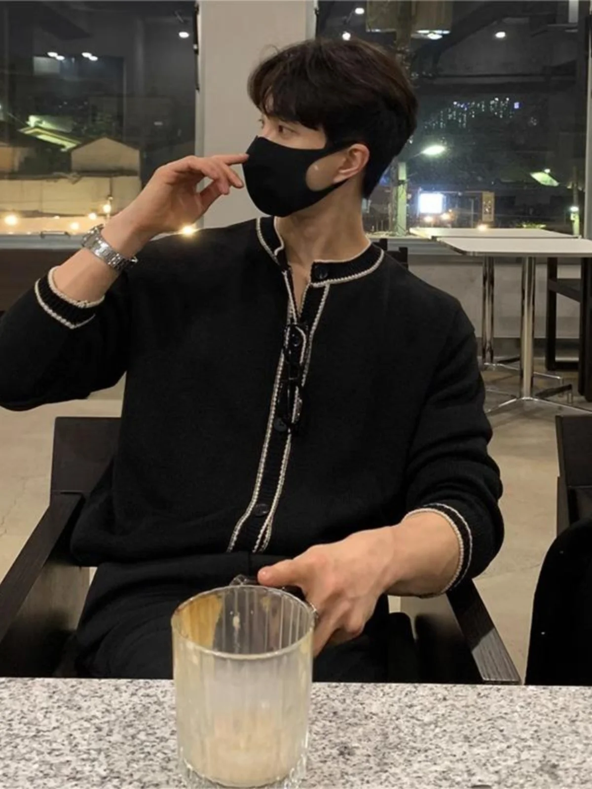 Trendy Knitted Sweater Design for Men Couple American Style Loose Fit Long Sleeve round Neck Basic Color Block Casual Wear