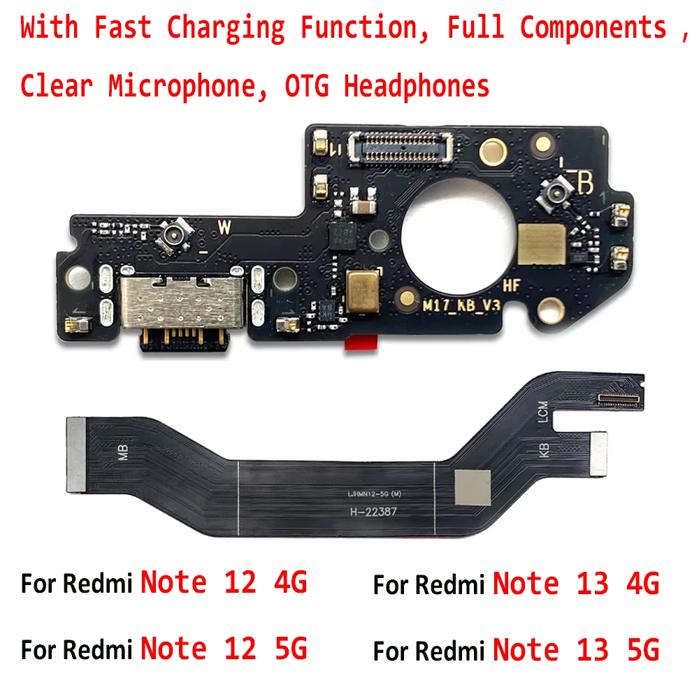 

Full Chip USB Charge Port Dock Connector Charging Main Motherboard Flex Cable For Xiaomi Redmi Note 12 13 4G 5G Fast charging