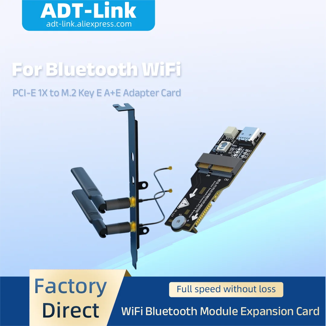 PCI‑E 1X to M.2 Key E A+E Adapter Card NGFF WiFi Bluetooth Wireless Network Card Expansion Board For PC Support WiFi6 6E 7