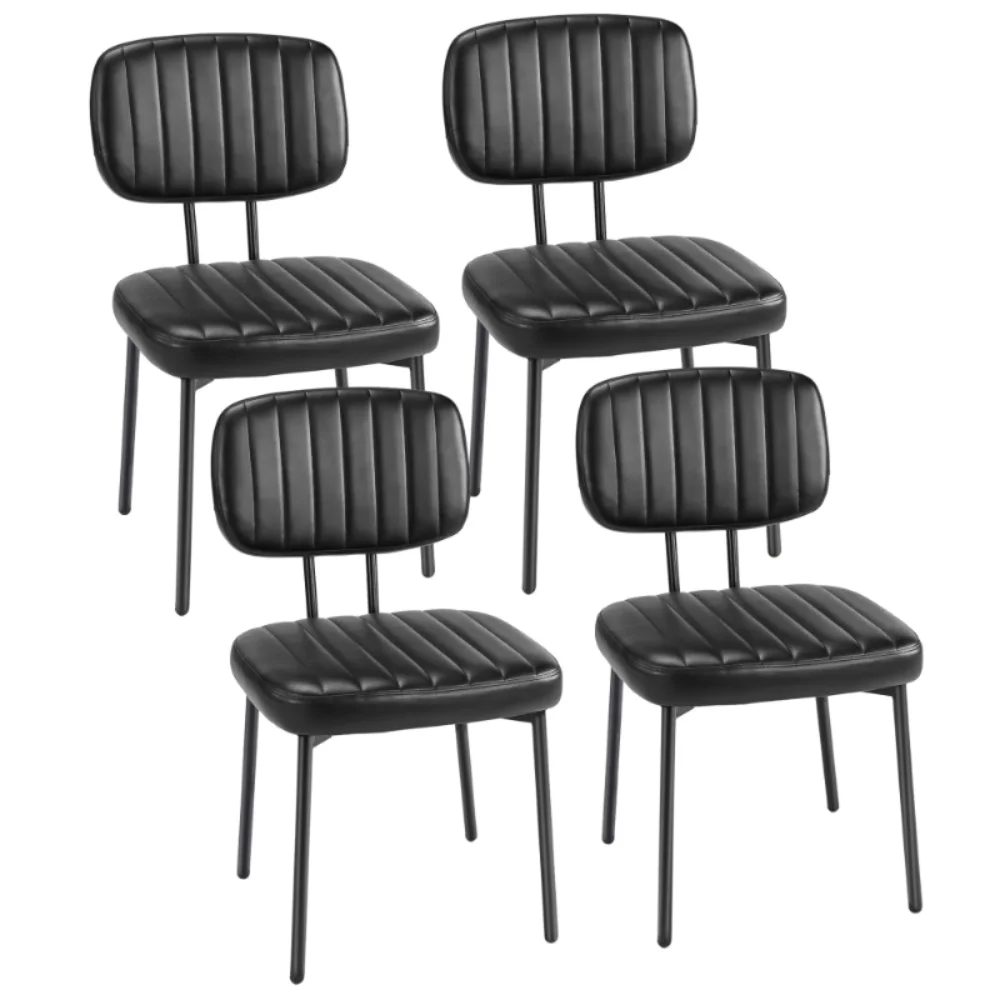 

edx Dining Chairs Set of 4, Mid Century Modern Kitchen Chairs with Faux Leather for Kitchen, Living Room, Black
