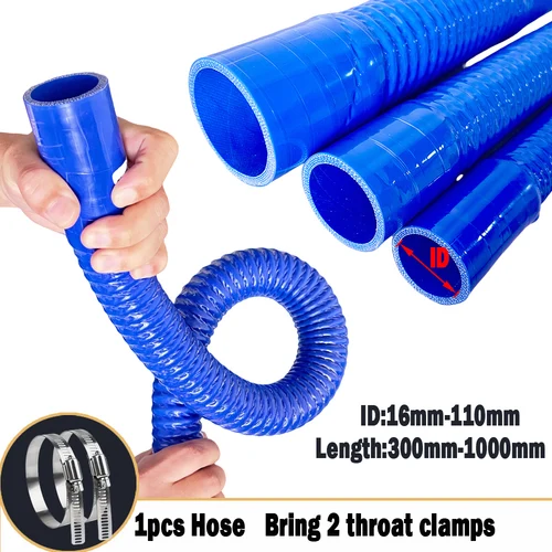 Manguera Flexible de silicona Universal para coche, tubo de entrada de aire azul, radiador, supercargador, tubo Intercooler, unión de goma y dos abrazaderas