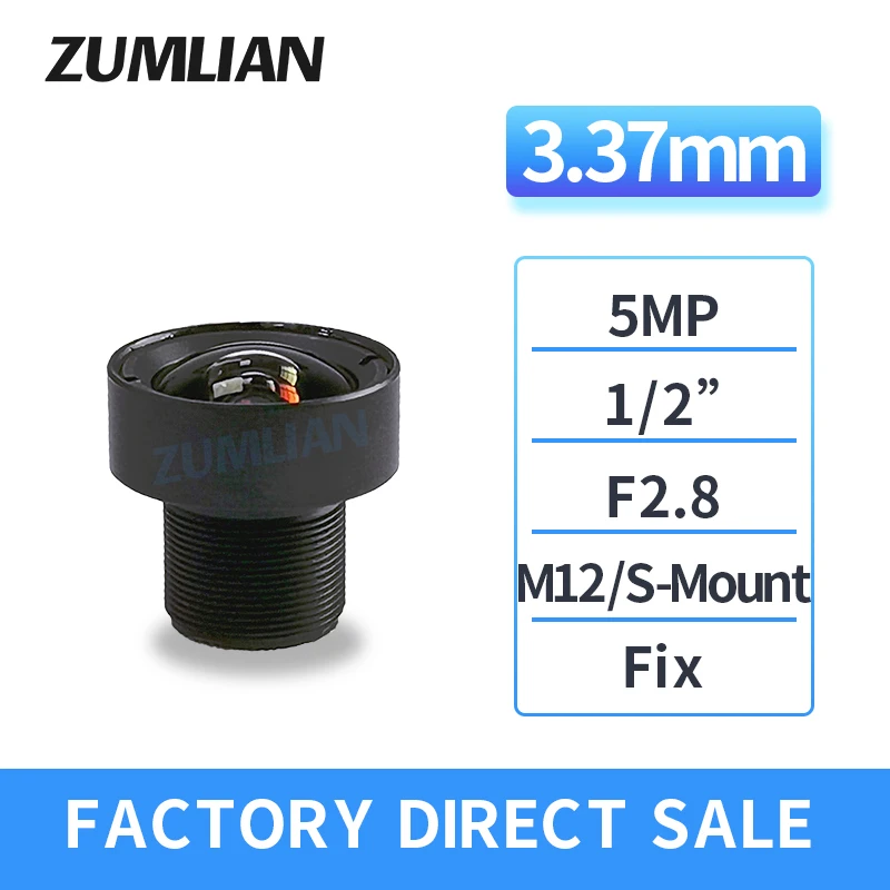 M12 lens 5MP 3.5mm low distortion machine vision lens 1/2" F2.8 fixed focus S-mount Industrial camera lenses  CCTV/FA lens HD