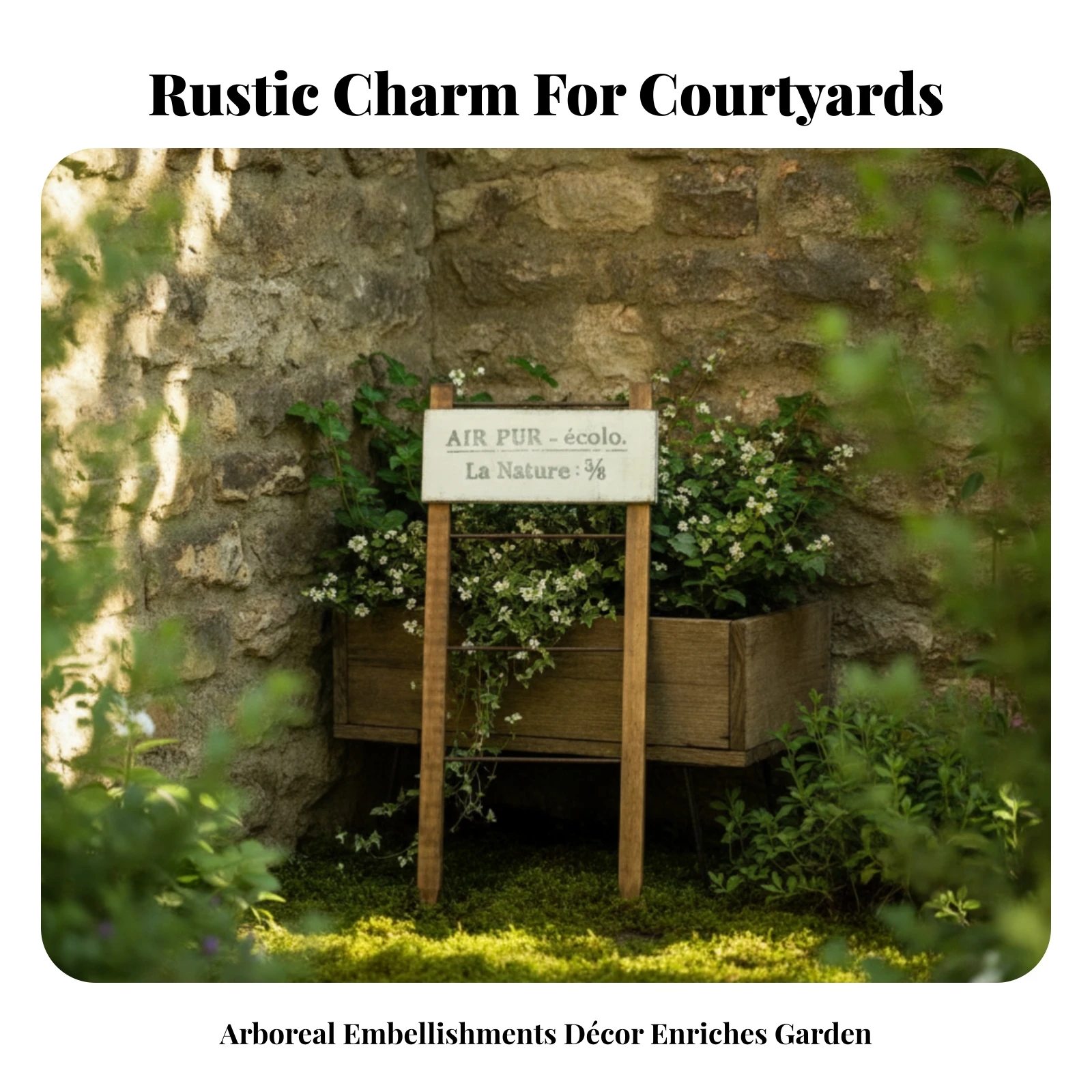 Ladder-Style Sign Rustic Hanging Plaque Wooden Garden Sign Weathered Painted Outdoor Decoration Long-Lasting