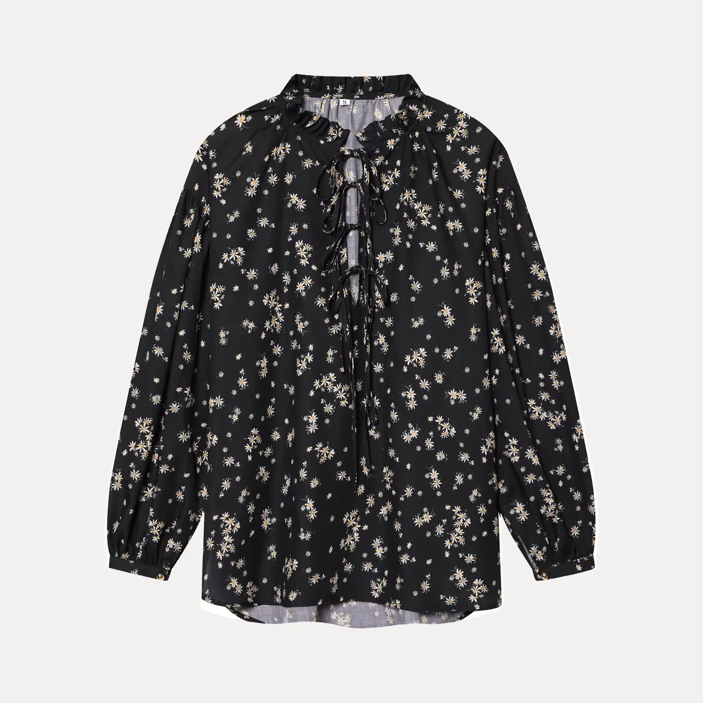 

Faionable Daisy Floral Print V-Ne Belted irt Women's Loose Fit Long Sve Spring 2026 Z Brand European Sle