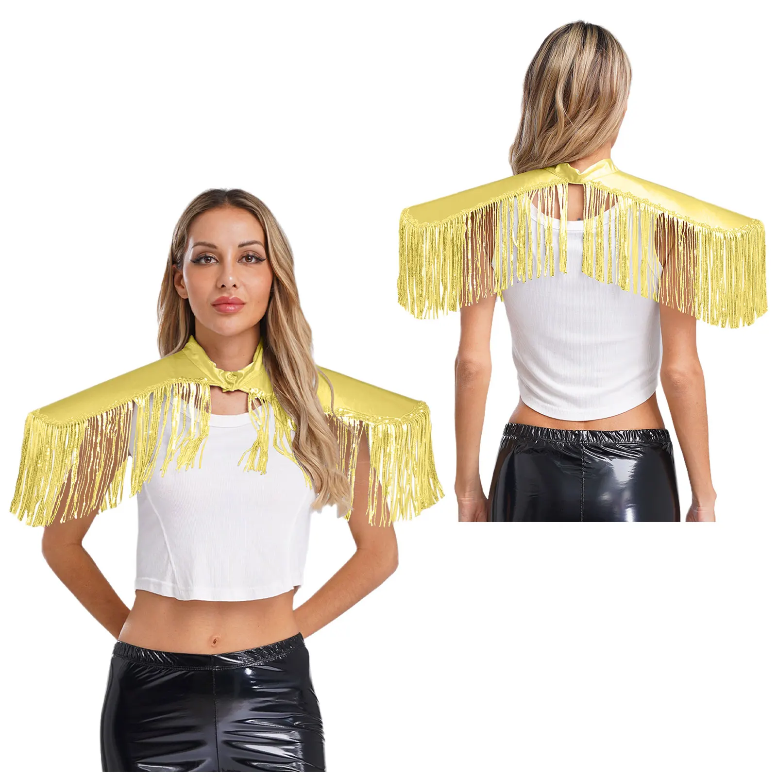ผู้ใหญ่ Unisex METALLIC ไหล่พู่ Epaulet Fringe เงาไหล่พู่เกราะเสื้อกั๊กฮาโลวีนบทบาทเล่นเครื่องแต่งกายอุปกรณ์เสริม