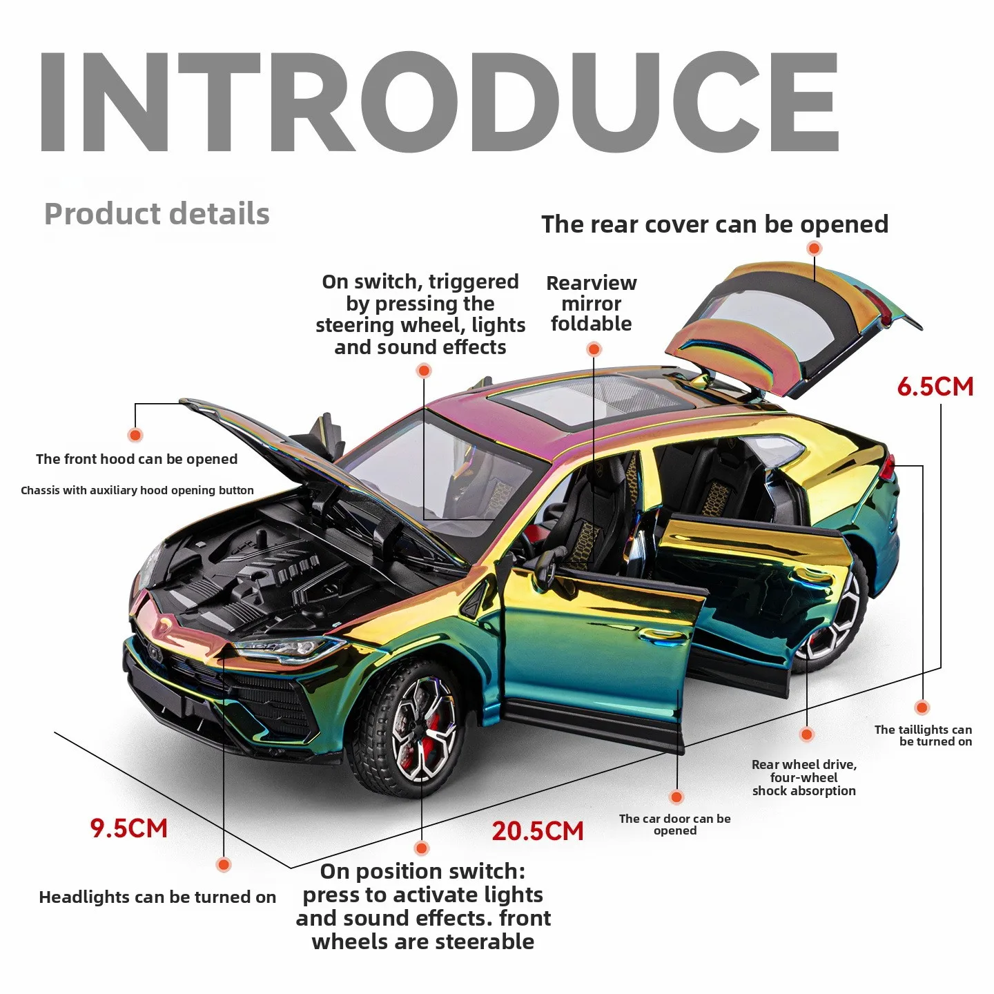 24-bison gegalvaniseerde legering sportwagenmodel geluid en licht feedback puzzel speelgoed high-end verzamelcadeau