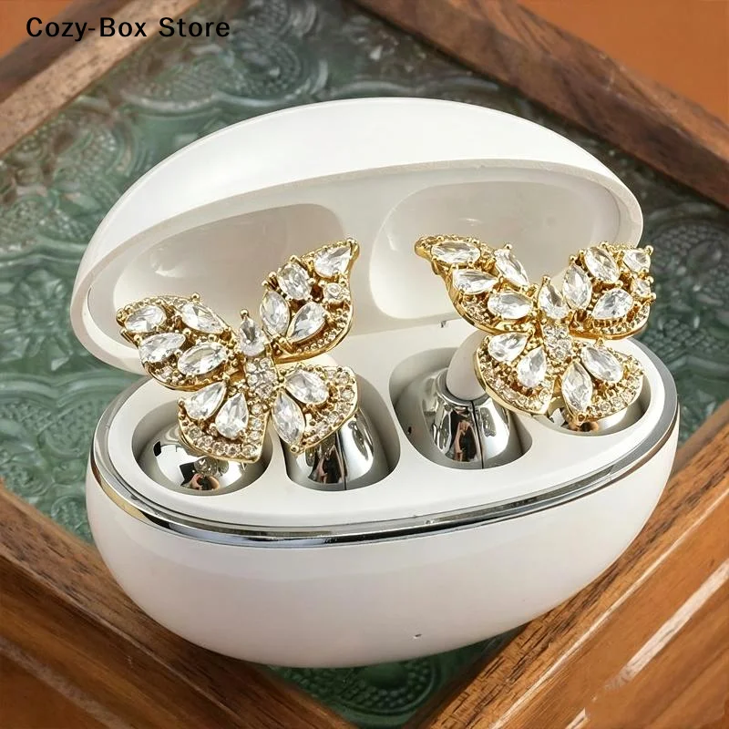 [ZY]Zircon Earphone Clip Design DIY Personalized Sparkly Butterfly Earphone Rhinestone Buckle Accessories[ZY]