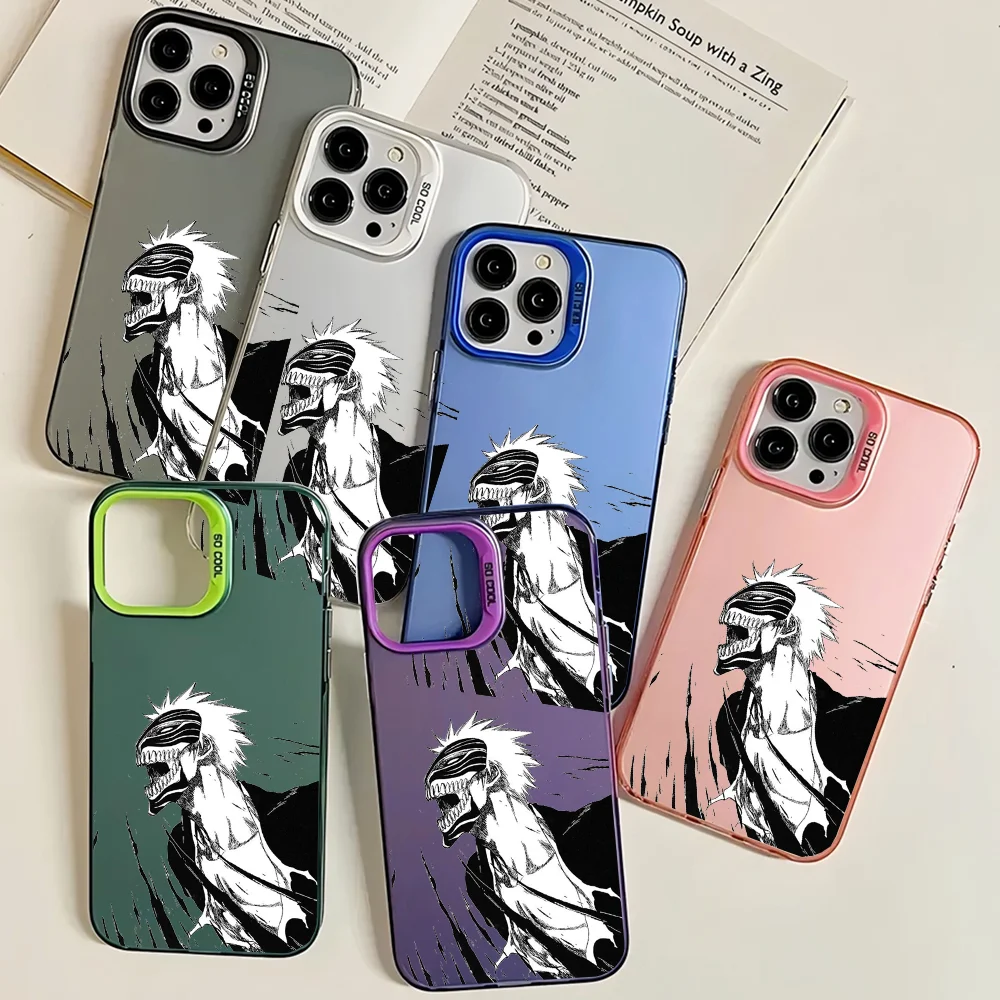 Anime Bleach Kurosaki Ichigo Phone Case Phone Case IMD Color Silver Shell For IPhone 16 15 14 13 12 11 Pro Max Plus