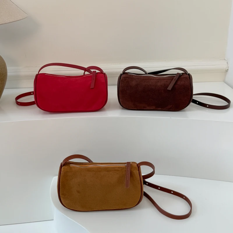 Large Capacity Hasp Sewing Thread Faux Suede Shoulder Bags for Women 2025 New High Quality Commute Design Crossbody Bags